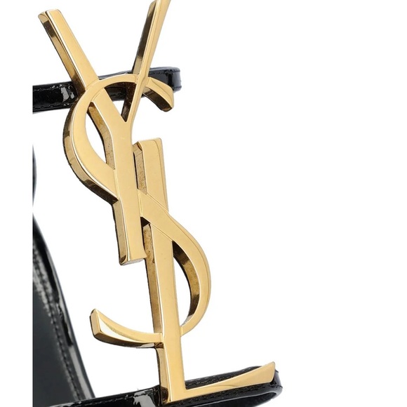 Saint Laurent Cassandra YSL Black Patent Sandals - Size 8 - Picture 12 of 13